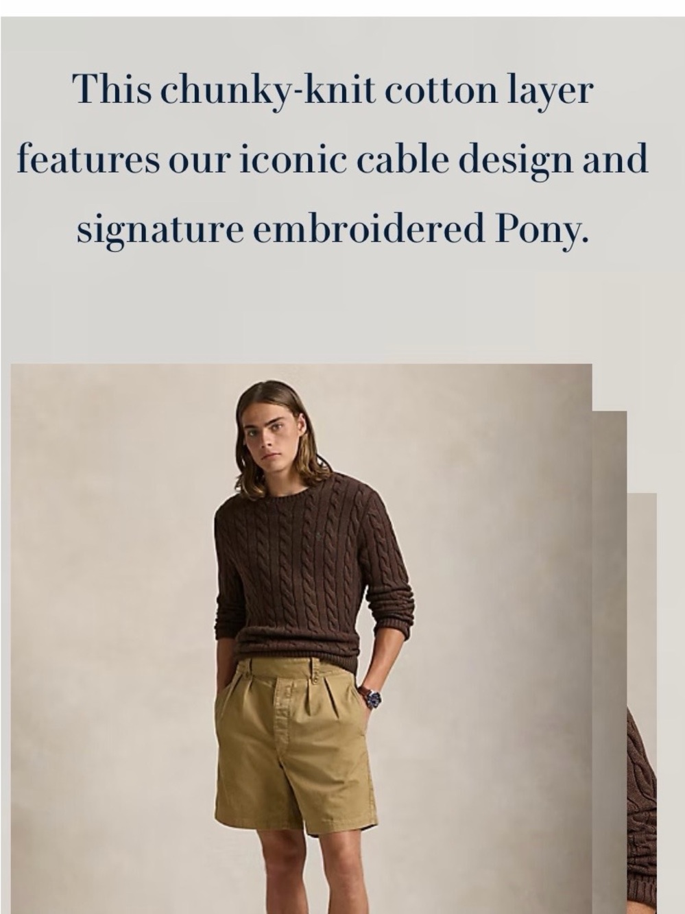 Polo by Ralph Lauren Dark Brown Cable-Knit Crewneck Sweater XXL - Picture 3 of 9